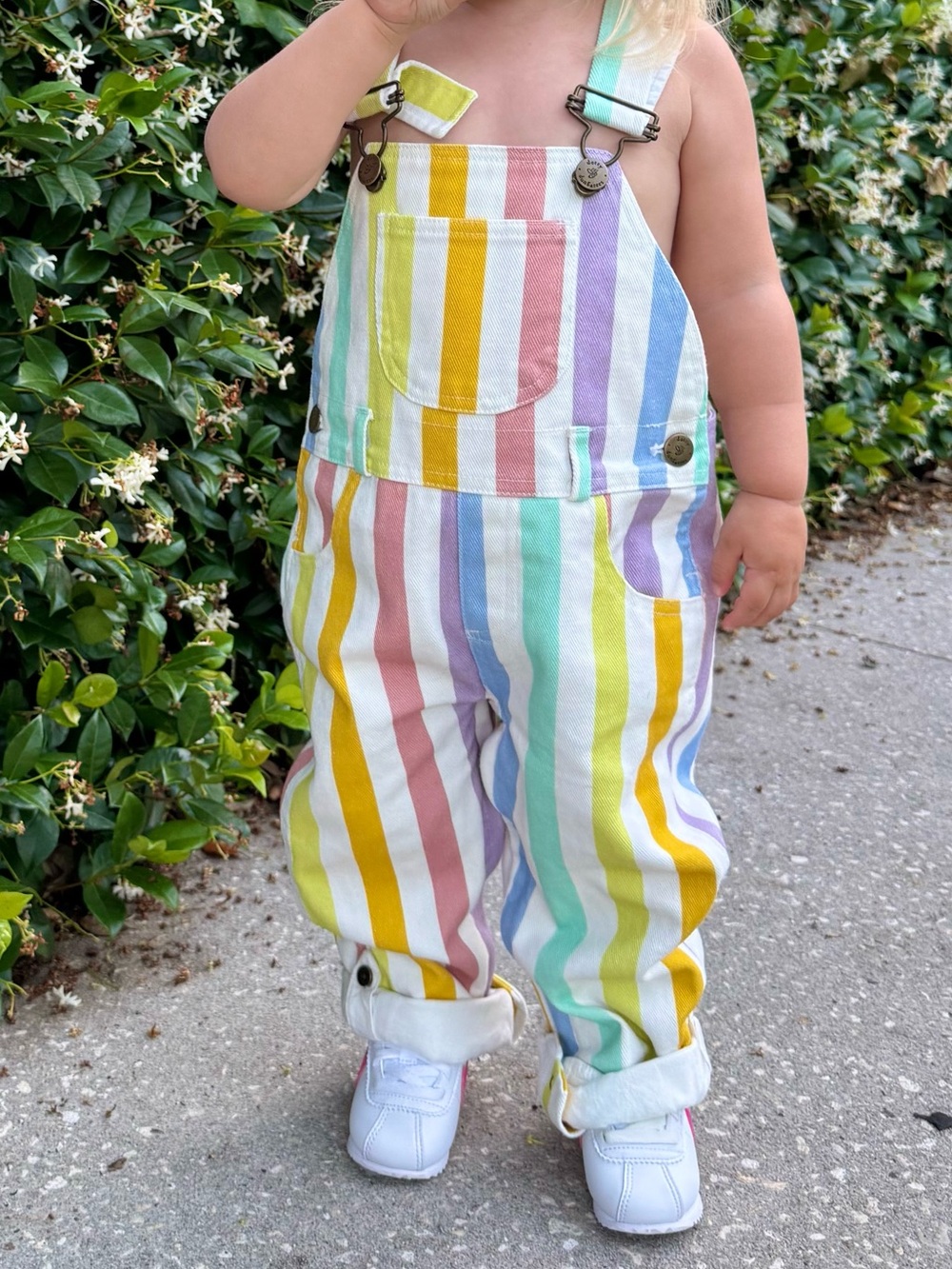 Toddler Multicolor Stripe Overalls - Rainbow Striped Kids Overalls